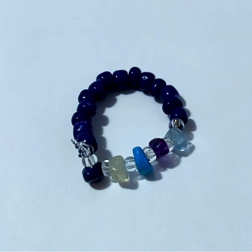 Dark blue beaded ring